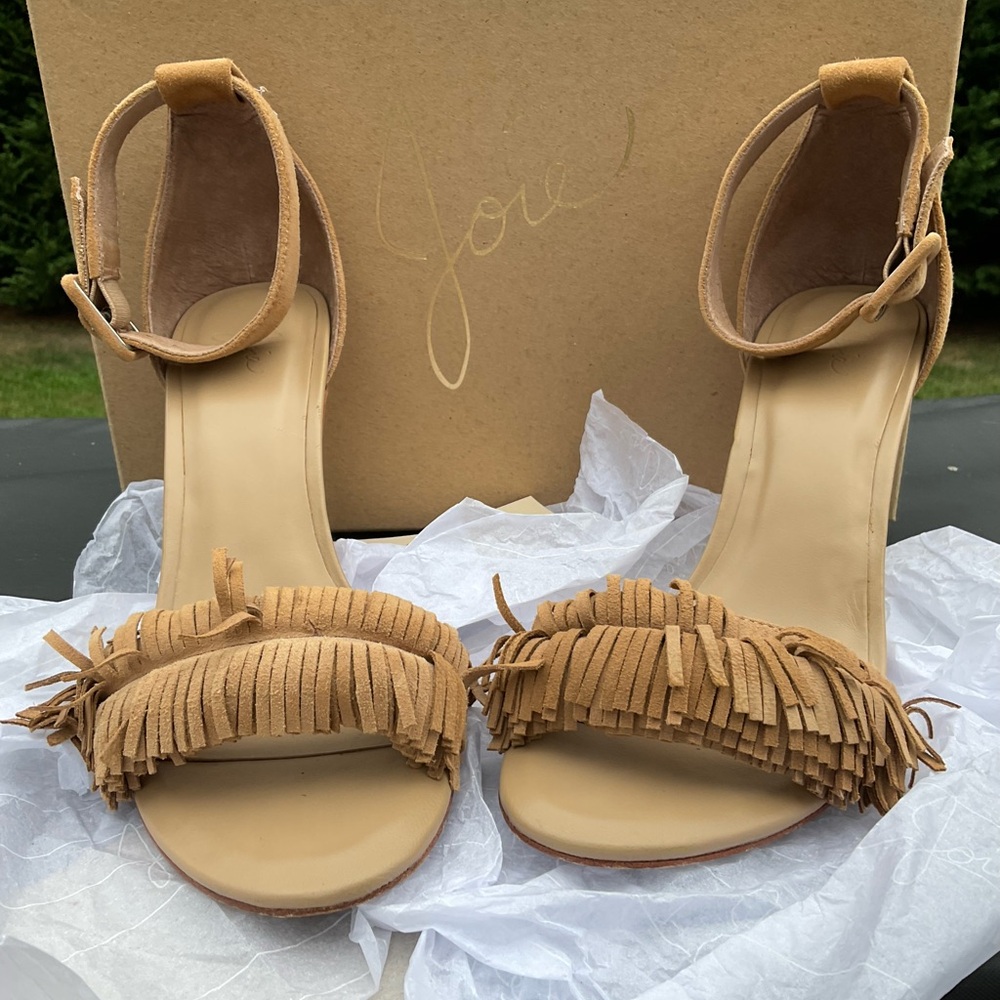 Joie Tan Fringe Heeled Sandals